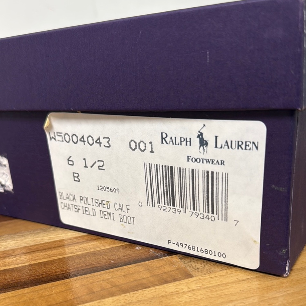 Ralph Lauren Purple Label Black Ankle Boots with Polished Leather - Picture 9 of 9